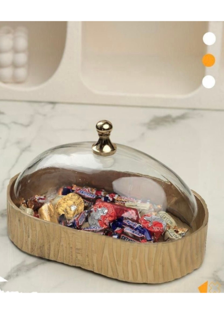 مضيفة بيضاوي مع غطى قزاز